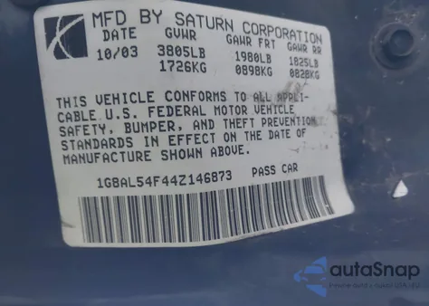 2004 Saturn Ion 3 from USA, damaged, VIN 1G8AL54F44Z146873